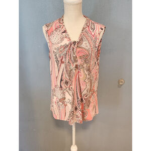 Tommy Hilfiger pastel paisley print keyhole sleeveless tank top